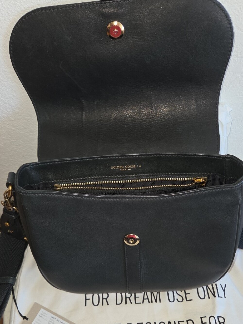 Golden Goose Sally Black Leather Crossbody Bag with Gold Buckle - Picture 5 of 10